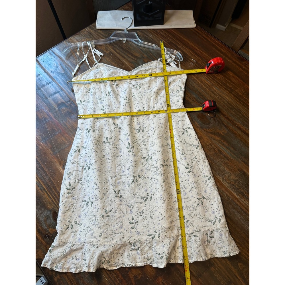 Ivy + Main Floral Mini Dress White Blue Sweetheart Tie Strap Smocked Back XL - Picture 3 of 7